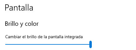 bajar brillo de pantalla en configuración de Windows